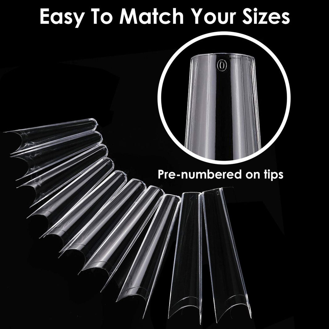 500Pcs False Nail Tips C Curve Half Cover French Nails Extra Long Fake Finger Nails For Nail Art Salons Home DIY 10 Sizes-500Pcs False Nail Tips C Curve Half Cover French Nails Extra Long Fake Finger Nails For Nail Art Salons Home DIY 10 Sizes