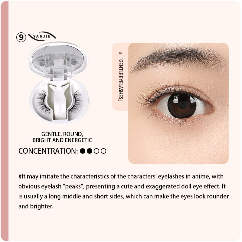 No Glue Soft Magnetic Clip On Eyelashes, Gentle Anime Doll Round Eye Reusable Lashes Cute Bright Baby Eye Makeup-No Glue Soft Magnetic Clip On Eyelashes, Gentle Anime Doll Round Eye Reusable Lashes Cute Bright Baby Eye Makeup