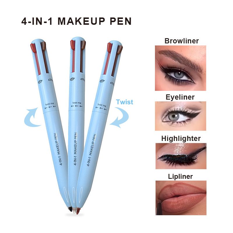 4 Color Lip Liner Highlighter Eyeliner And Eyebrow Pencil 4in1 makeup pen-4 Color Lip Liner Highlighter Eyeliner And Eyebrow Pencil 4in1 makeup pen