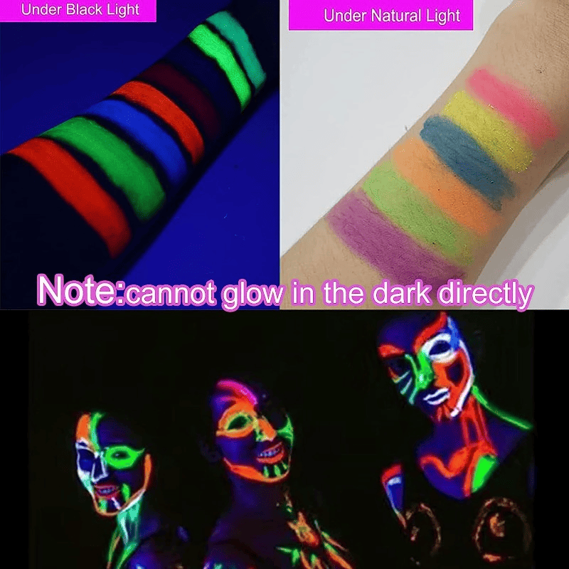 6 Pcs Glow In The Dark Face Body Paint, UV Black Light Glow Makeup Kit For Adult, Non-Toxic Fluorescent Face Paints Crayons For Birthday Party Halloween Masquerade Makeup-6 Pcs Glow In The Dark Face Body Paint, UV Black Light Glow Makeup Kit For Adult, Non-Toxic Fluorescent Face Paints Crayons For Birthday Party Halloween Masquerade Makeup