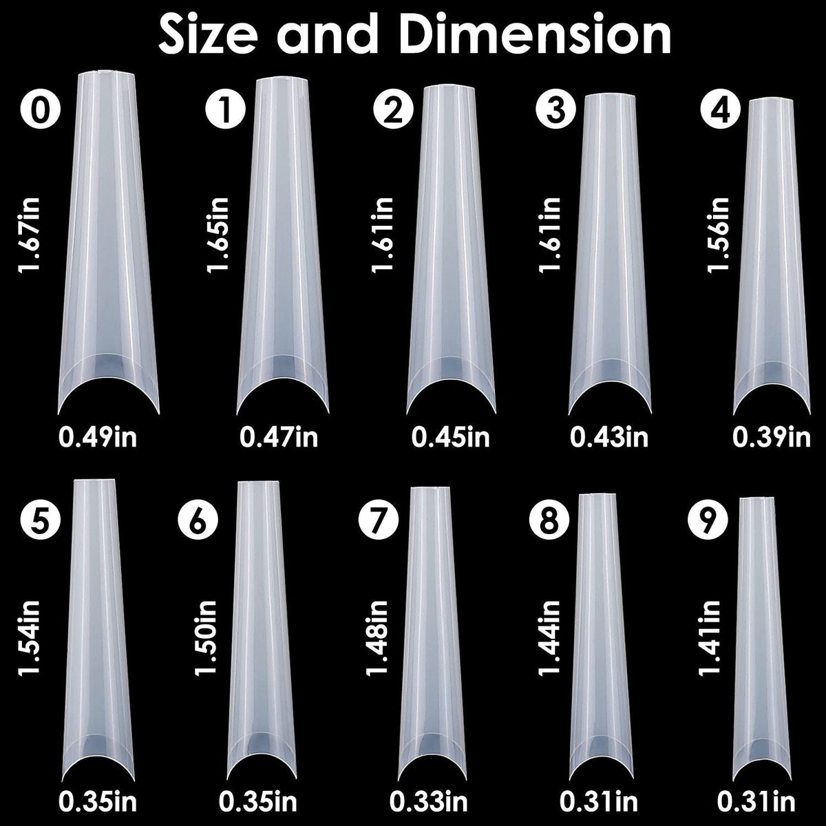 500Pcs False Nail Tips C Curve Half Cover French Nails Extra Long Fake Finger Nails For Nail Art Salons Home DIY 10 Sizes-500Pcs False Nail Tips C Curve Half Cover French Nails Extra Long Fake Finger Nails For Nail Art Salons Home DIY 10 Sizes