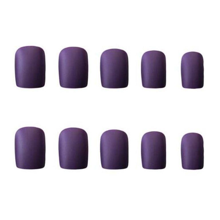 Matte Purple False Fingernails Full Cover Fake Nails Artificial False Nails Tips Nail Art