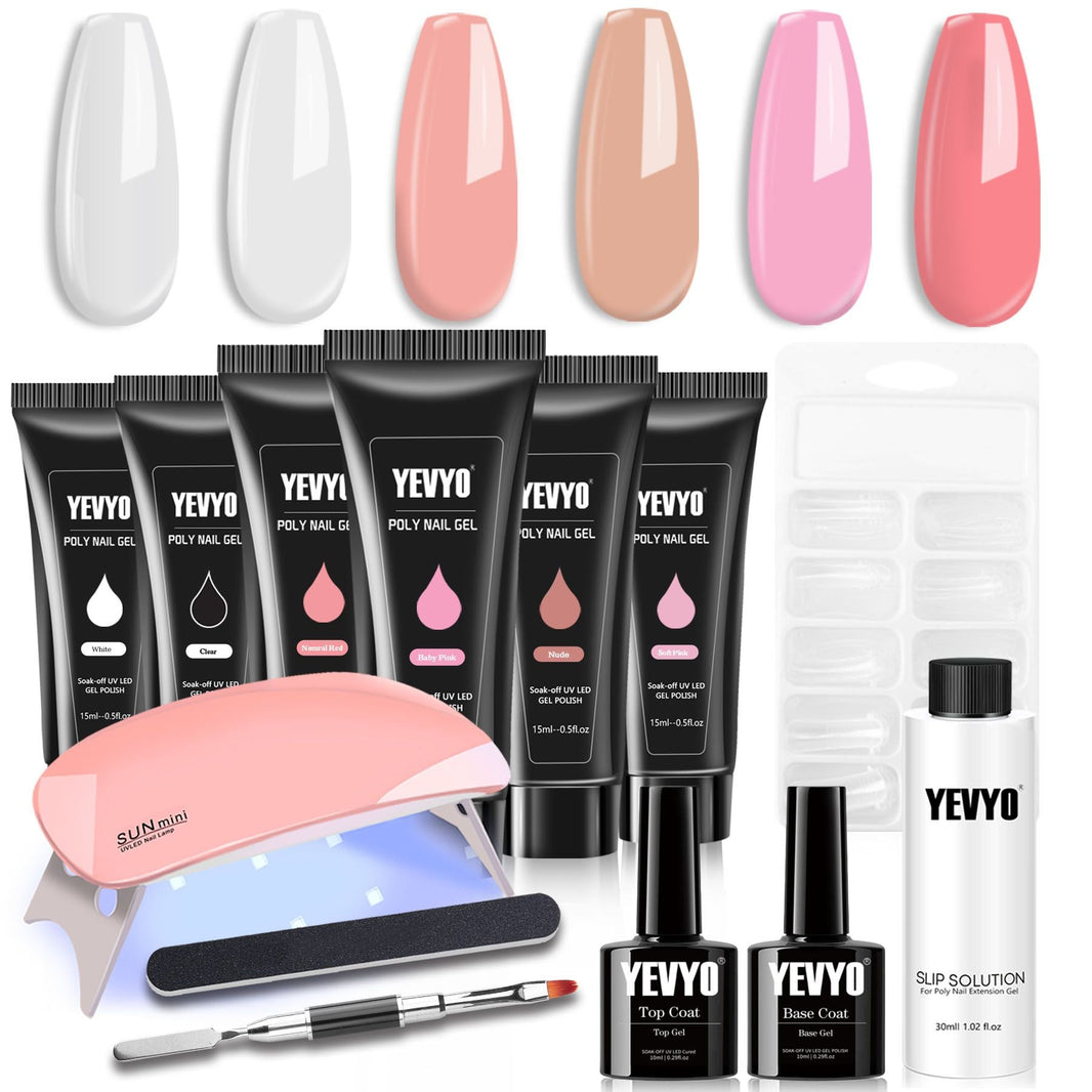 Poly Gel Nail Kit, Poly Nail Gel Kit with UV Lamp for Beginners with Everything, Gel Extension Nail Kit with Slip Solution-Poly Gel Nail Kit, Poly Nail Gel Kit with UV Lamp for Beginners with Everything, Gel Extension Nail Kit with Slip Solution