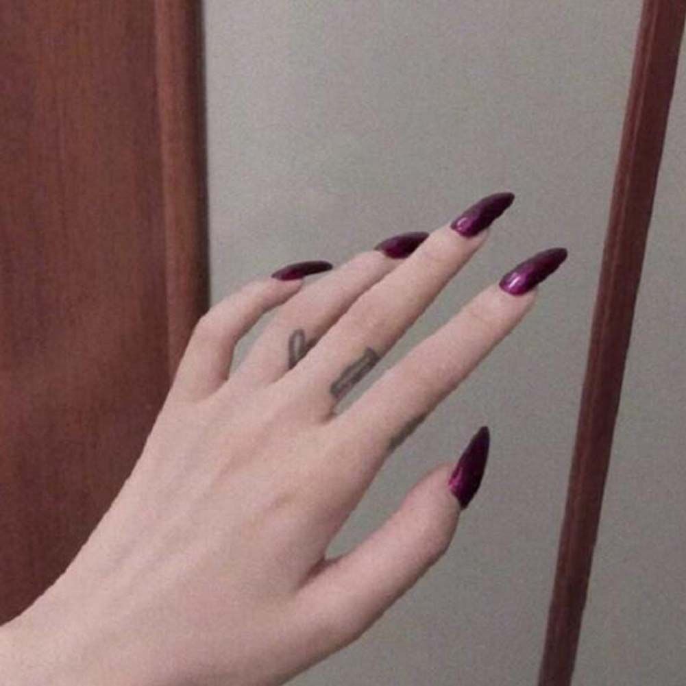 Vintage Dark Purple False Fingernails Artificial False Nails Tips Full Cover Fake Art Nails Fake Nails-Vintage Dark Purple False Fingernails Artificial False Nails Tips Full Cover Fake Art Nails Fake Nails