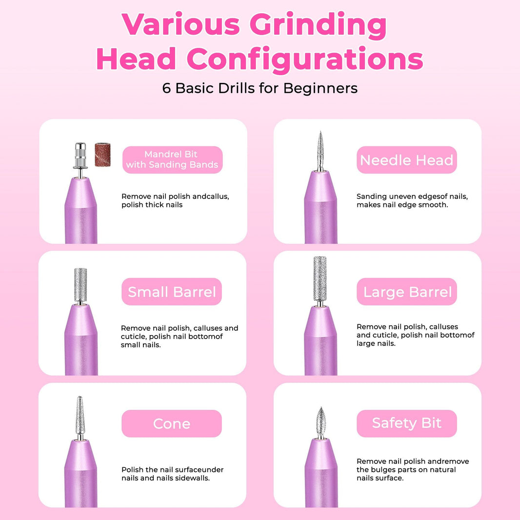 Portable Electric Nail Drill, Professional Nail File Kit for Acrylic, Gel Nails, Manicure Pedicure with Nail Drill Bits Sanding Bands Rose gold-Portable Electric Nail Drill, Professional Nail File Kit for Acrylic, Gel Nails, Manicure Pedicure with Nail Drill Bits Sanding Bands Rose gold