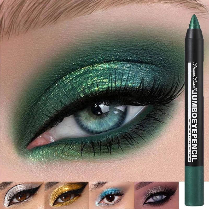 Smoky Dark Green Eyeshadow Pencil Stick Waterproof Pearlescent 12 Colors Metallic Glitter Eye Shadow Highlighter Pen Makeup Tool-Smoky Dark Green Eyeshadow Pencil Stick Waterproof Pearlescent 12 Colors Metallic Glitter Eye Shadow Highlighter Pen Makeup Tool