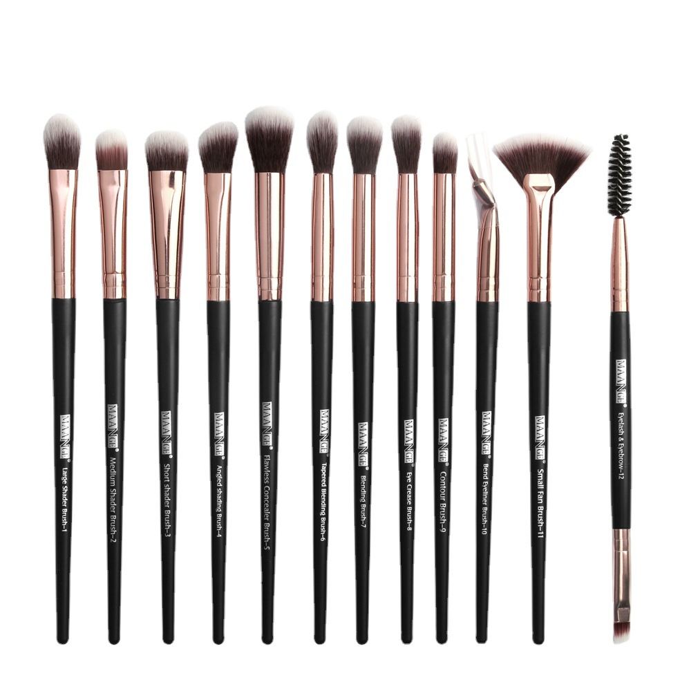MAANGE 12pcs Eye Makeup Brushes Set With Cosmestic Bag Eyeshadow Blending Eyeliner Eyelash Eyebrow Brushes Make Up Professional-MAANGE 12pcs Eye Makeup Brushes Set With Cosmestic Bag Eyeshadow Blending Eyeliner Eyelash Eyebrow Brushes Make Up Professional