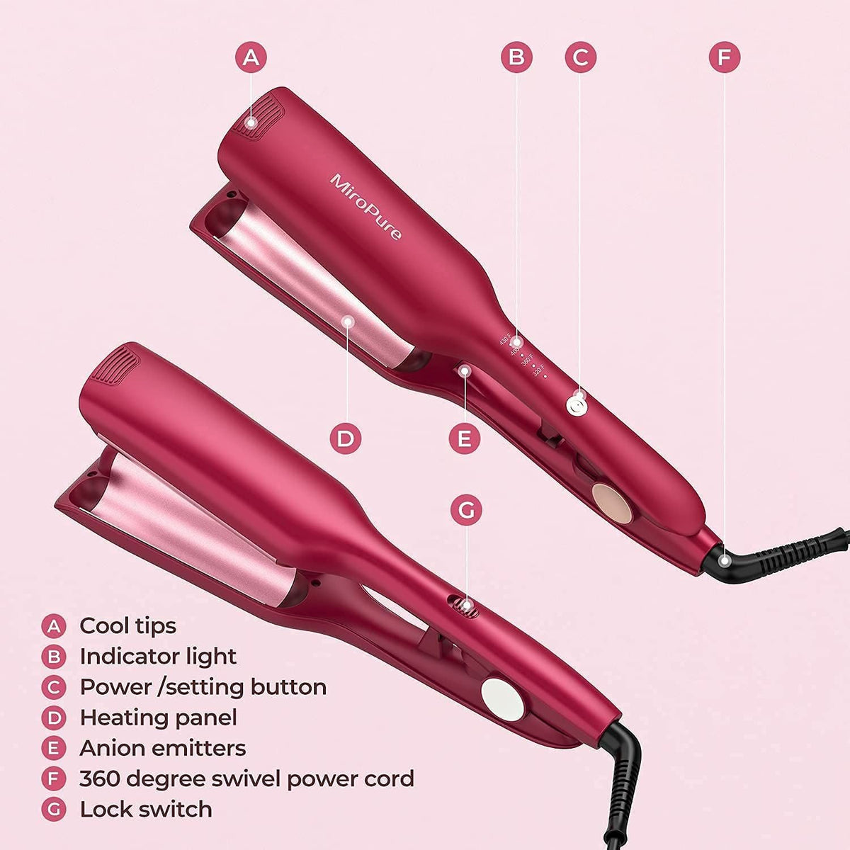 Hair Waver Iron Beach Waver Wand Hair Crimper Hair Waver Barrel Curling Iron 1 Inch PTC Heater Auto Shut-Off Adjustable Easy Shap Long Lasting Heat Dual Voltage-Hair Waver Iron Beach Waver Wand Hair Crimper Hair Waver Barrel Curling Iron 1 Inch PTC Heater Auto Shut-Off Adjustable Easy Shap Long Lasting Heat Dual Voltage