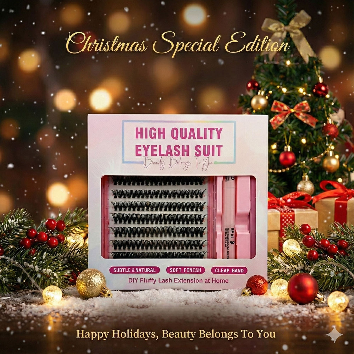 AYCUE Holiday Glam Christmas Special Edition High-Quality Eyelash Suit Subtle Natural Soft Finish Clean Band DIY Fluffy Lash Extension for Festive Looks-AYCUE Holiday Glam Christmas Special Edition High-Quality Eyelash Suit Subtle Natural Soft Finish Clean Band DIY Fluffy Lash Extension for Festive Looks