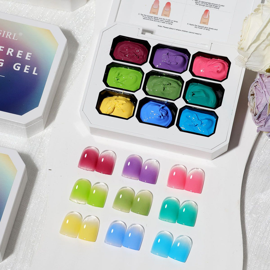 Limegirl Gradient Painting Gel, 9 Bright Colors Ombre GelNail Polish for Pigment Pat Nails Nails French ManicureSoak Off UV Set-Limegirl Gradient Painting Gel, 9 Bright Colors Ombre GelNail Polish for Pigment Pat Nails Nails French ManicureSoak Off UV Set
