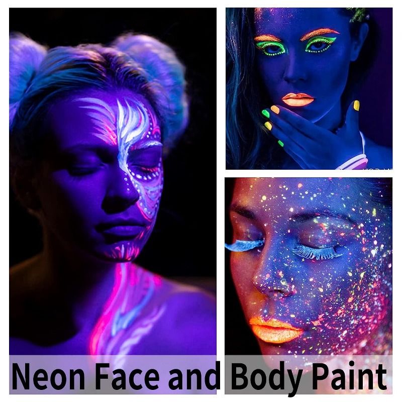 UV Glow Blacklight Face and Body Paint,0.48 oz, Set of 6 Tubes, 6 Colors Halloween Makeup-UV Glow Blacklight Face and Body Paint,0.48 oz, Set of 6 Tubes, 6 Colors Halloween Makeup