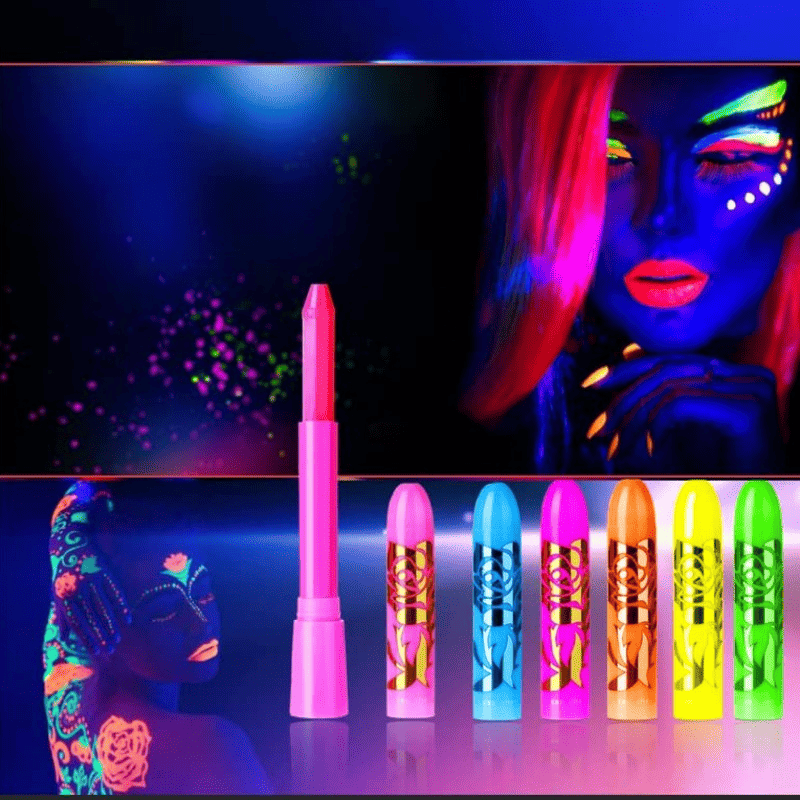 6 Pcs Glow In The Dark Face Body Paint, UV Black Light Glow Makeup Kit For Adult, Non-Toxic Fluorescent Face Paints Crayons For Birthday Party Halloween Masquerade Makeup-6 Pcs Glow In The Dark Face Body Paint, UV Black Light Glow Makeup Kit For Adult, Non-Toxic Fluorescent Face Paints Crayons For Birthday Party Halloween Masquerade Makeup