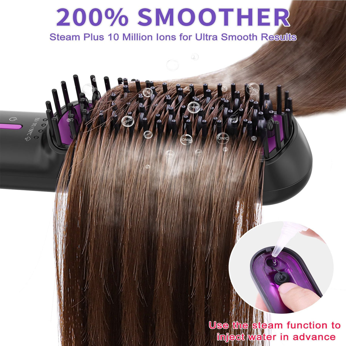 Hair Straightener Brush, Ionic Plus Steam Straightening Brush for Smooth, Anti-frizz Hair, Anti-Scald Ceramic Straightening Comb, Heated Straightener Brush Flat Iron Fast Heating for Home Salon-Hair Straightener Brush, Ionic Plus Steam Straightening Brush for Smooth, Anti-frizz Hair, Anti-Scald Ceramic Straightening Comb, Heated Straightener Brush Flat Iron Fast Heating for Home Salon
