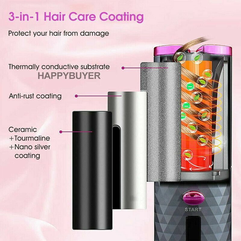 Hair Curler LCD Cordless Auto Rotating Waver Curling Iron Ceramic Wireless USA-Hair Curler LCD Cordless Auto Rotating Waver Curling Iron Ceramic Wireless USA