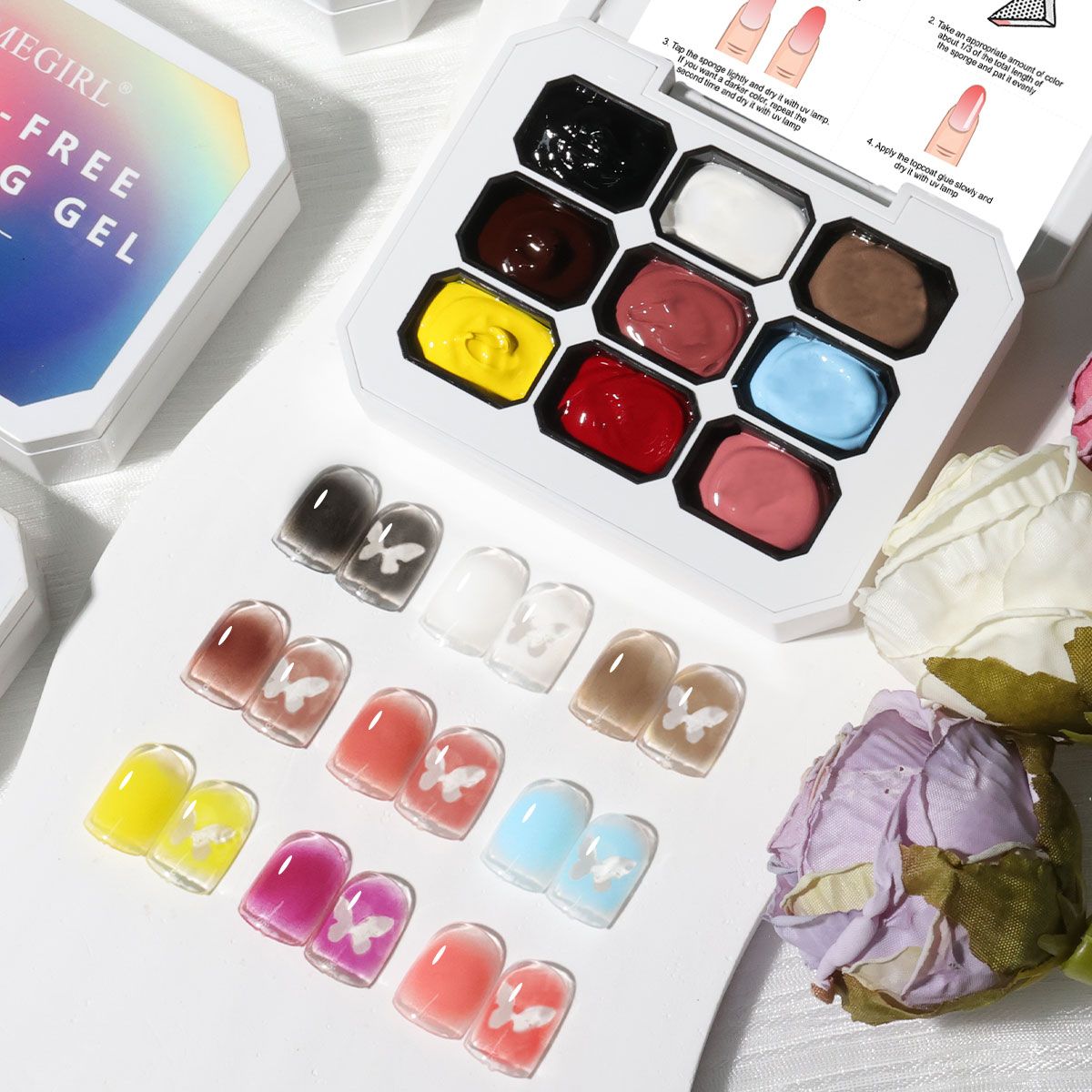 Limegirl Gradient Painting Gel, 9 Bright Colors Ombre GelNail Polish for Pigment Pat Nails Nails French ManicureSoak Off UV Set-Limegirl Gradient Painting Gel, 9 Bright Colors Ombre GelNail Polish for Pigment Pat Nails Nails French ManicureSoak Off UV Set
