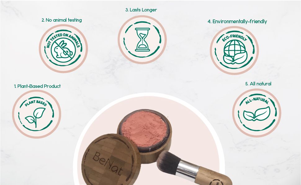 BeNat Natural Blush Loose Powder Set with Reusable Bamboo Jar, Eco-Friendly Kraft Refill Bag and Kabuki Brush - Vegan Makeup for All Skin Types-BeNat Natural Blush Loose Powder Set with Reusable Bamboo Jar, Eco-Friendly Kraft Refill Bag and Kabuki Brush - Vegan Makeup for All Skin Types