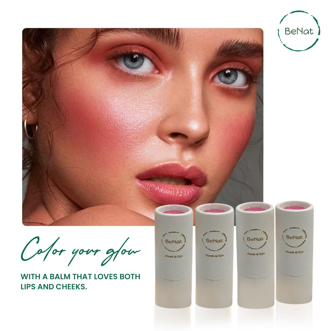 Lip & Cheek Bloom 2 in 1 Natural Lipstick & Blush - Long Lasting Hydrating Multi-Tasking Tinted Balm by BeNat-Lip & Cheek Bloom 2 in 1 Natural Lipstick & Blush - Long Lasting Hydrating Multi-Tasking Tinted Balm by BeNat