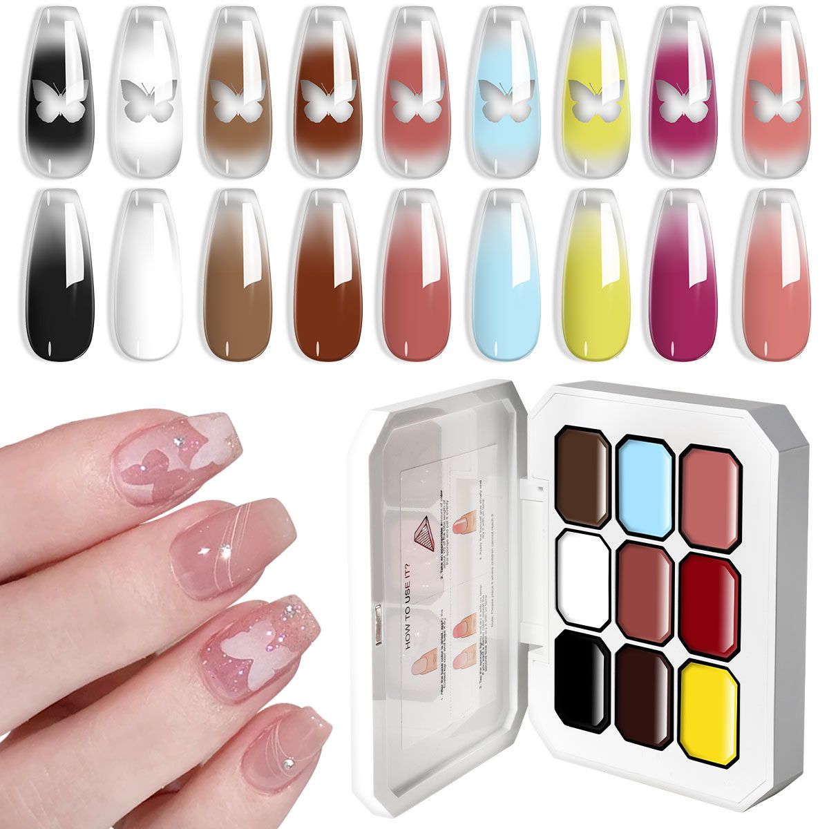 Limegirl Gradient Painting Gel, 9 Bright Colors Ombre GelNail Polish for Pigment Pat Nails Nails French ManicureSoak Off UV Set-Limegirl Gradient Painting Gel, 9 Bright Colors Ombre GelNail Polish for Pigment Pat Nails Nails French ManicureSoak Off UV Set
