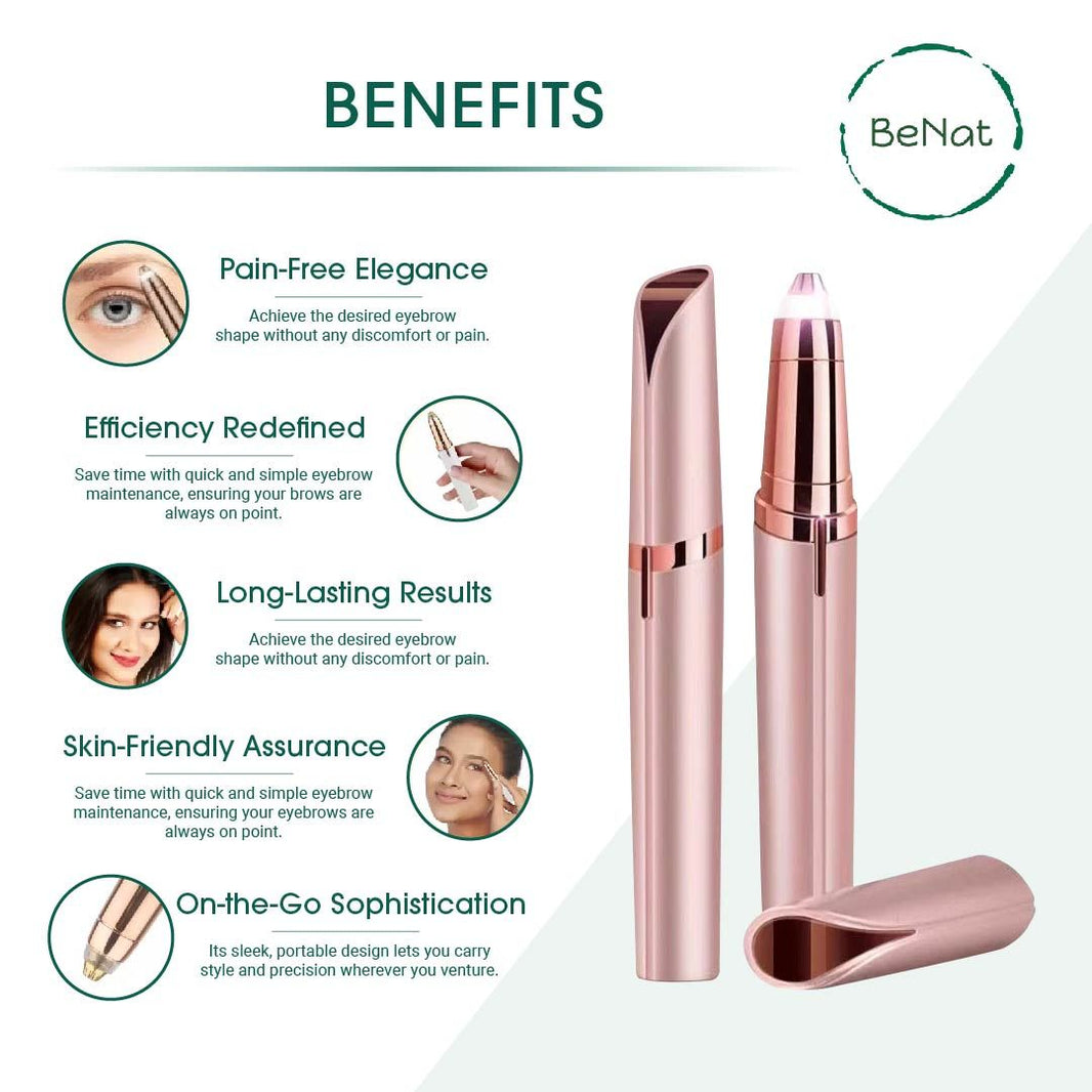 Rechargeable Eyebrow Hair Remover - Painless USB Electric Trimmer with LED Light-Rechargeable Eyebrow Hair Remover - Painless USB Electric Trimmer with LED Light
