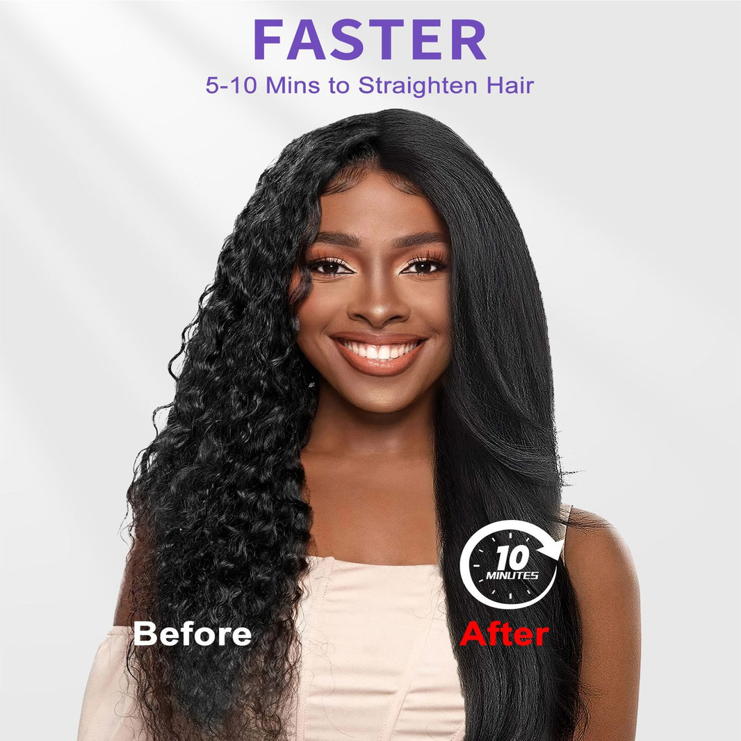 Hair Straightener Brush, Ionic Plus Steam Straightening Brush for Smooth, Anti-frizz Hair, Anti-Scald Ceramic Straightening Comb, Heated Straightener Brush Flat Iron Fast Heating for Home Salon-Hair Straightener Brush, Ionic Plus Steam Straightening Brush for Smooth, Anti-frizz Hair, Anti-Scald Ceramic Straightening Comb, Heated Straightener Brush Flat Iron Fast Heating for Home Salon