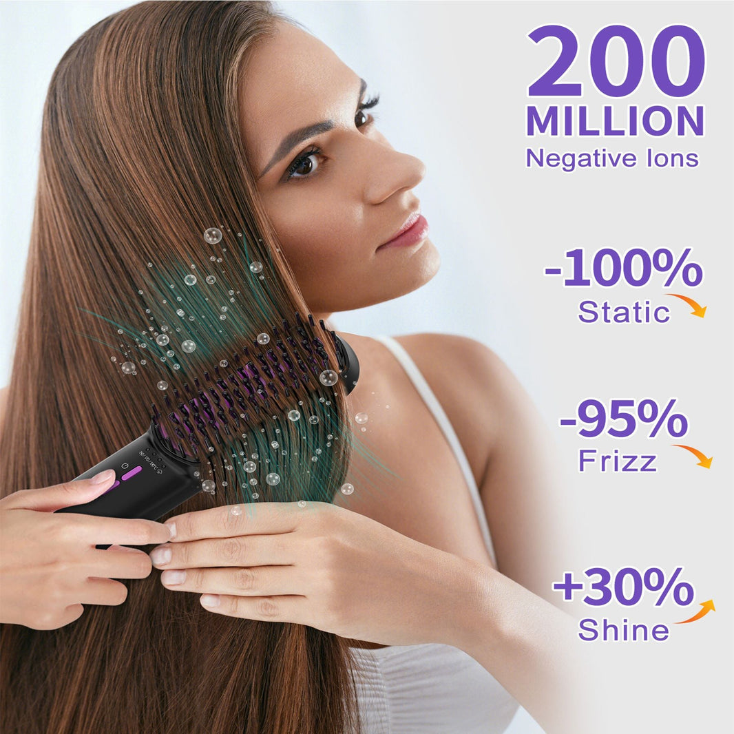 Hair Straightener Brush, Ionic Plus Steam Straightening Brush for Smooth, Anti-frizz Hair, Anti-Scald Ceramic Straightening Comb, Heated Straightener Brush Flat Iron Fast Heating for Home Salon-Hair Straightener Brush, Ionic Plus Steam Straightening Brush for Smooth, Anti-frizz Hair, Anti-Scald Ceramic Straightening Comb, Heated Straightener Brush Flat Iron Fast Heating for Home Salon