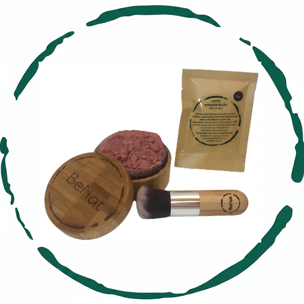 BeNat Natural Blush Loose Powder Set with Reusable Bamboo Jar, Eco-Friendly Kraft Refill Bag and Kabuki Brush - Vegan Makeup for All Skin Types-BeNat Natural Blush Loose Powder Set with Reusable Bamboo Jar, Eco-Friendly Kraft Refill Bag and Kabuki Brush - Vegan Makeup for All Skin Types