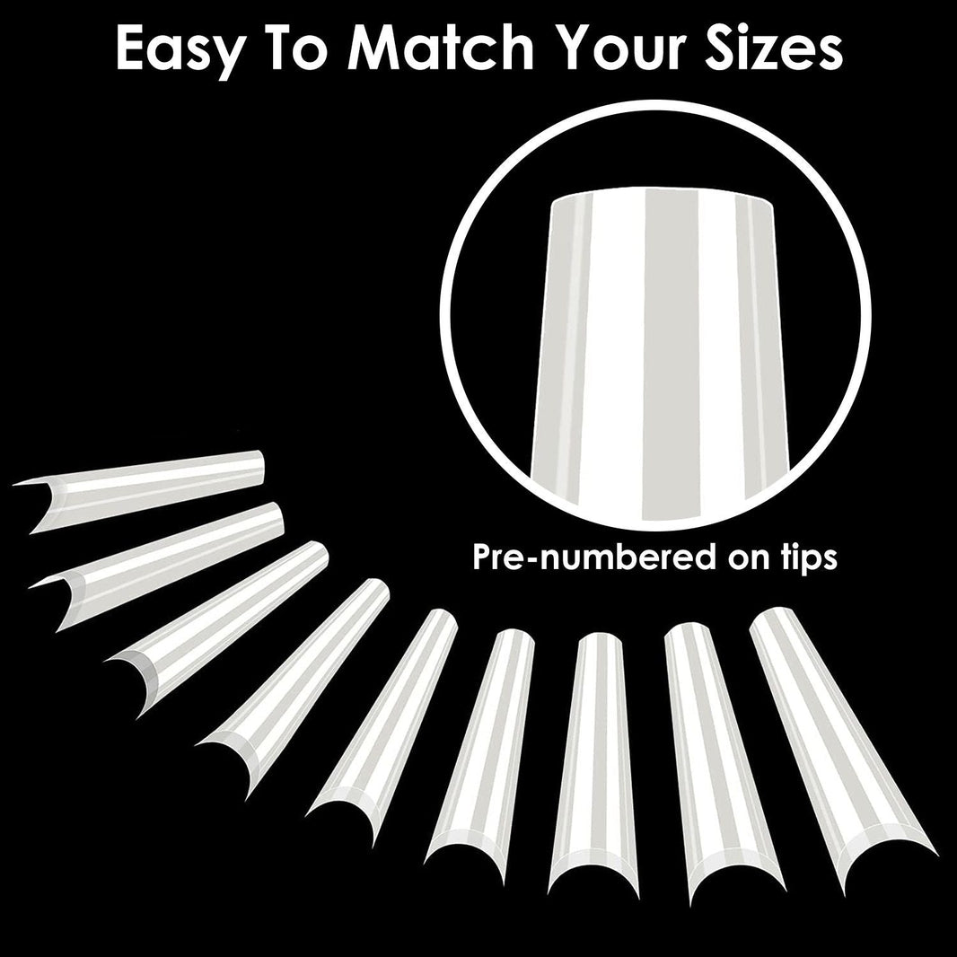 500Pcs False Nail Tips C Curve Half Cover French Nails Extra Long Fake Finger Nails For Nail Art Salons Home DIY 10 Sizes-500Pcs False Nail Tips C Curve Half Cover French Nails Extra Long Fake Finger Nails For Nail Art Salons Home DIY 10 Sizes