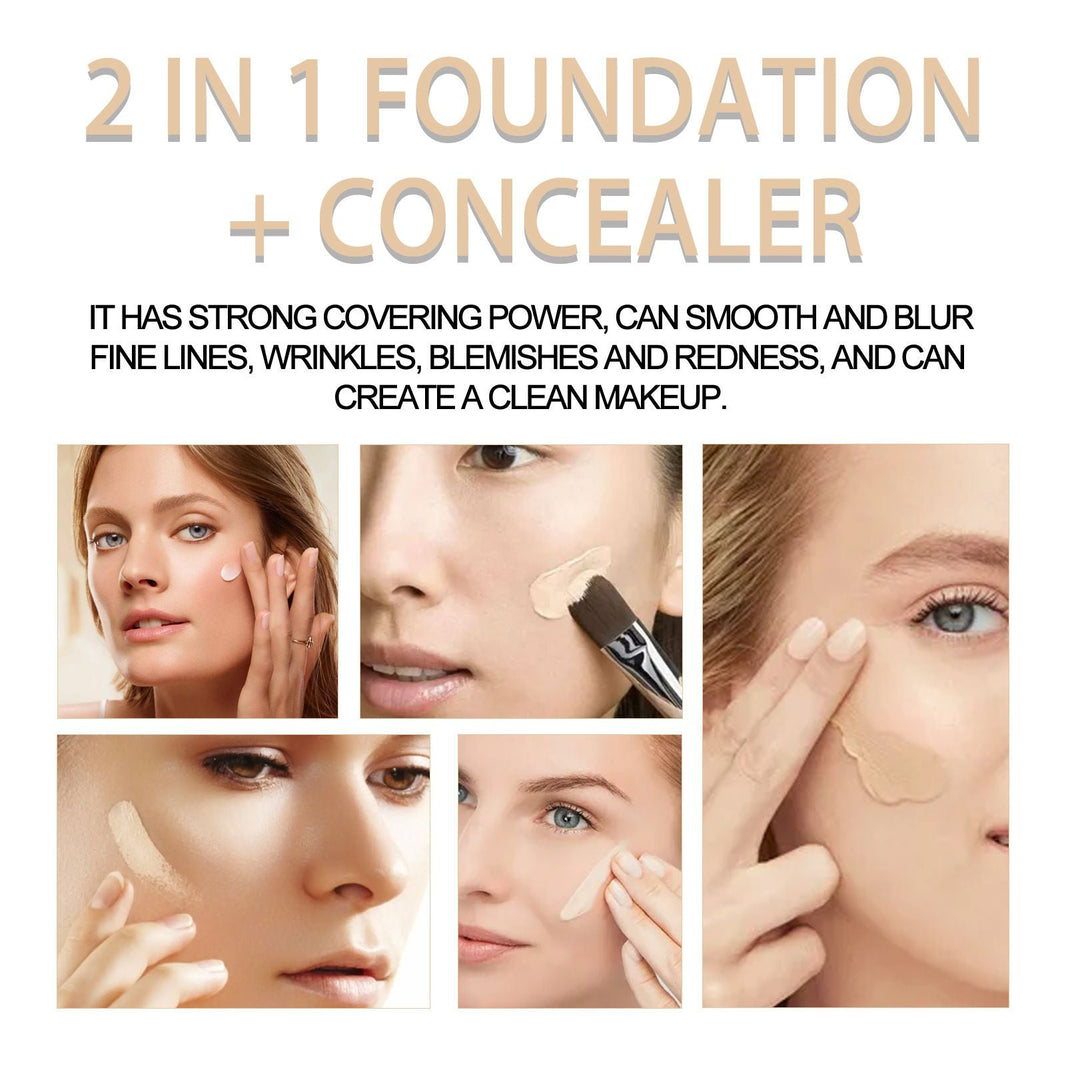 Jaysuing 2 In 1 Foundation + Concealer, Blemish Print Natural Concealer Long-Lasting Makeup Invisible Pore Concealer-Jaysuing 2 In 1 Foundation + Concealer, Blemish Print Natural Concealer Long-Lasting Makeup Invisible Pore Concealer