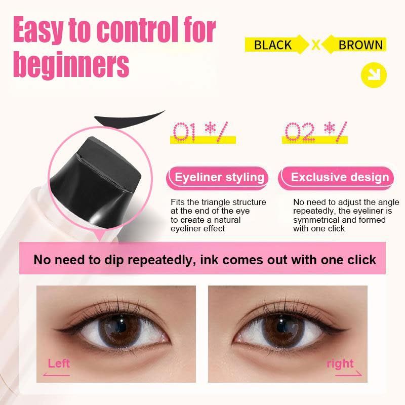 Winged Eyeliner Stamp Pen Dual Head Rotating Design, Quick-Dry, Long-Lasting, Smudge-Proof for Easy Cat Eye (1#/Black)-Winged Eyeliner Stamp Pen Dual Head Rotating Design, Quick-Dry, Long-Lasting, Smudge-Proof for Easy Cat Eye (1#/Black)