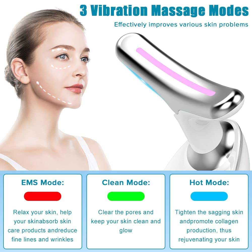 Neck Face Massager Face Sculpting Tool 3 Colour Modes and Vibration for Facial Massager for Double Chin - Red-Neck Face Massager Face Sculpting Tool 3 Colour Modes and Vibration for Facial Massager for Double Chin - Red