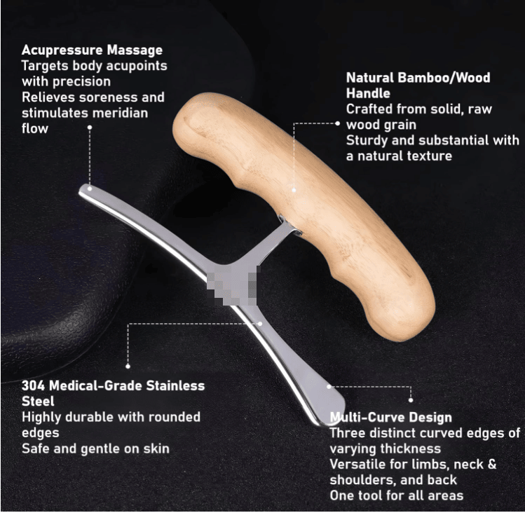 Gua Sha Scraping Tool Soft Tissue Massage Tool with Natural Wooden Handle for Muscle Relaxation Wholesale Myofascial Release and Post-Workout Recovery Suitable for Back Neck Shoulders and Legs-Gua Sha Scraping Tool Soft Tissue Massage Tool with Natural Wooden Handle for Muscle Relaxation Wholesale Myofascial Release and Post-Workout Recovery Suitable for Back Neck Shoulders and Legs