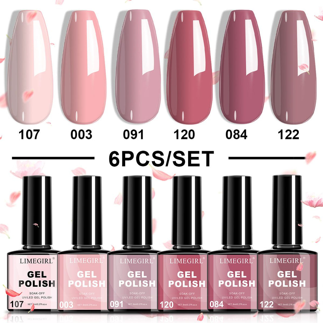 LIMEGIRL 6pcs Gel Polish Set 6 Vibrant Colors UV Gel NailPolish Red Blue Green Hema TMPTA TPO 3-free AllSeasons NailGel for Christmas Gift Women Girls-LIMEGIRL 6pcs Gel Polish Set 6 Vibrant Colors UV Gel NailPolish Red Blue Green Hema TMPTA TPO 3-free AllSeasons NailGel for Christmas Gift Women Girls