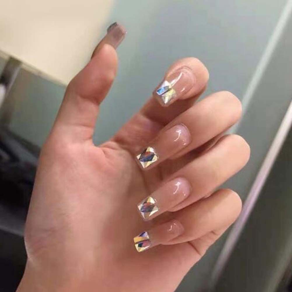 False Fingernails Pink Beads Artificial False Nails Tips Fake Nail Art Decoration Fake Nails-False Fingernails Pink Beads Artificial False Nails Tips Fake Nail Art Decoration Fake Nails