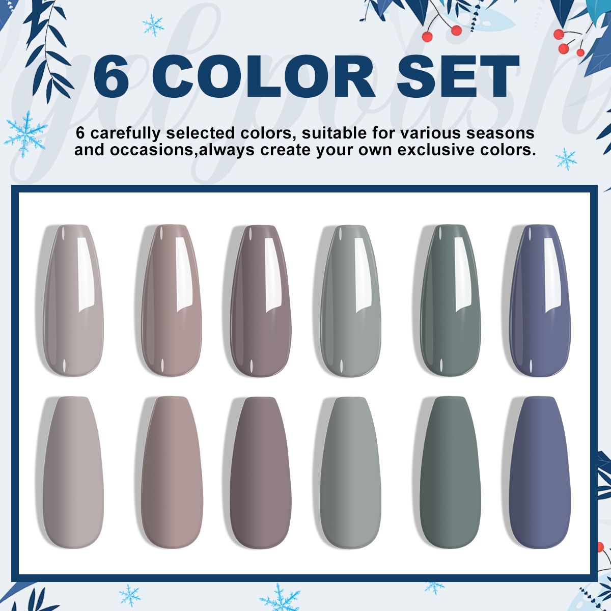LIMEGIRL 6pcs Gel Polish Set 6 Vibrant Colors UV Gel NailPolish Red Blue Green Hema TMPTA TPO 3-free AllSeasons NailGel for Christmas Gift Women Girls-LIMEGIRL 6pcs Gel Polish Set 6 Vibrant Colors UV Gel NailPolish Red Blue Green Hema TMPTA TPO 3-free AllSeasons NailGel for Christmas Gift Women Girls