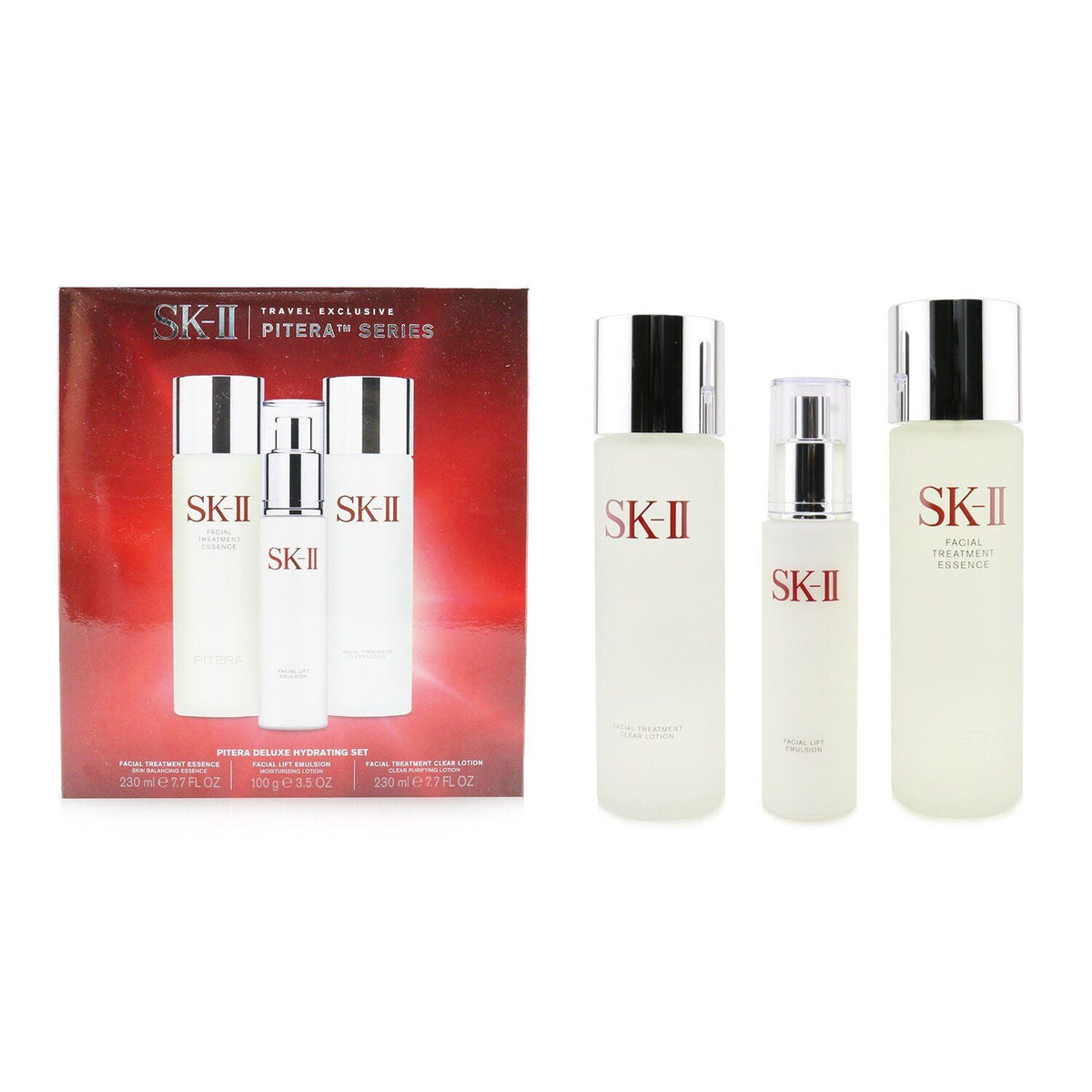 Pitera Deluxe Hydrating 3-Pieces Set: Facial Treatment Essence 230ml + Facial Lift Emulsion 100g + Facial Treatment Clear Lotion 230ml-Pitera Deluxe Hydrating 3-Pieces Set: Facial Treatment Essence 230ml + Facial Lift Emulsion 100g + Facial Treatment Clear Lotion 230ml