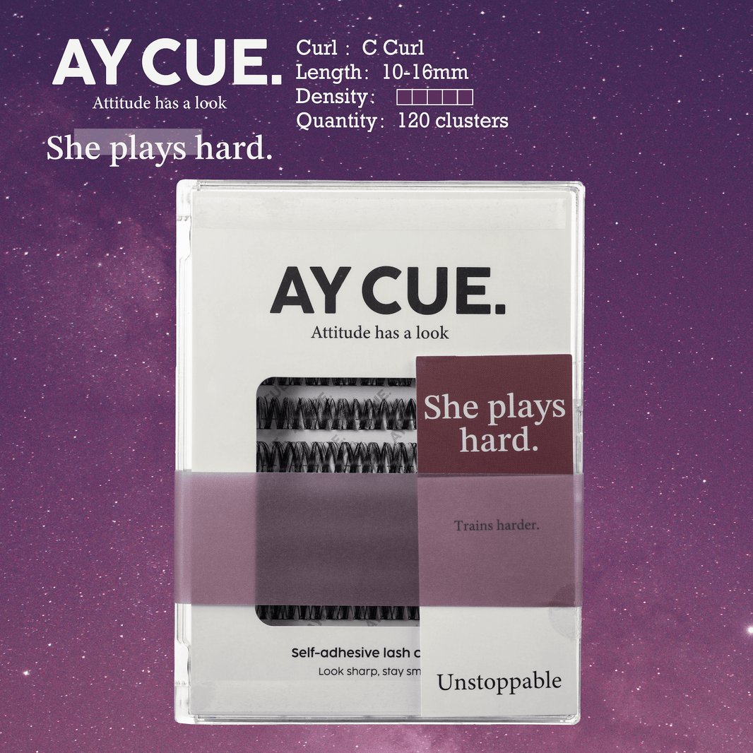 AYCUE #SHE PLAYS HARD# Self-adhesive Lash Clusters C Curl 10-16mm 120 Clusters Glue-free Eyelashes Extensions for Natural Look Easy Application-AYCUE #SHE PLAYS HARD# Self-adhesive Lash Clusters C Curl 10-16mm 120 Clusters Glue-free Eyelashes Extensions for Natural Look Easy Application