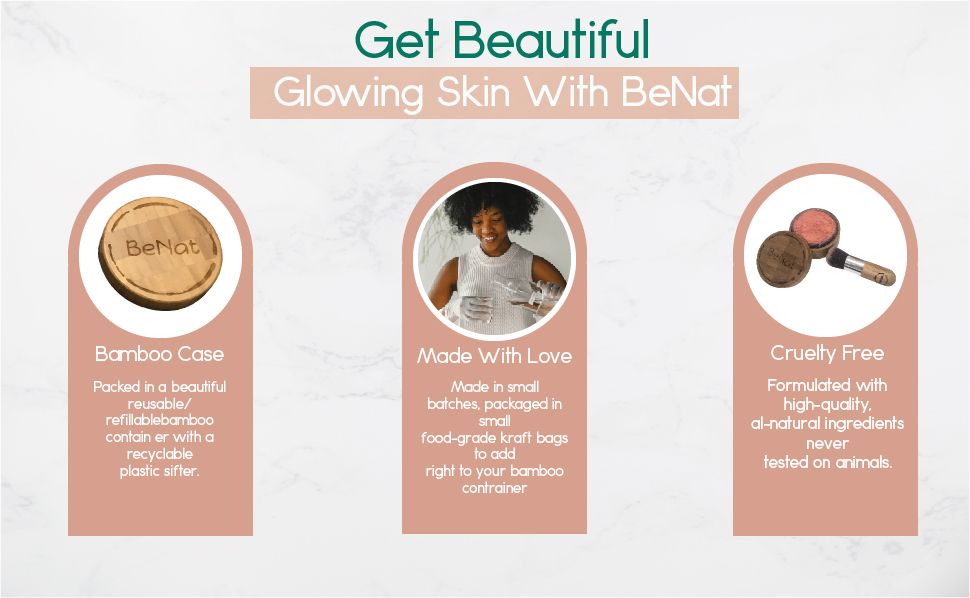 BeNat Natural Blush Loose Powder Set with Reusable Bamboo Jar, Eco-Friendly Kraft Refill Bag and Kabuki Brush - Vegan Makeup for All Skin Types-BeNat Natural Blush Loose Powder Set with Reusable Bamboo Jar, Eco-Friendly Kraft Refill Bag and Kabuki Brush - Vegan Makeup for All Skin Types