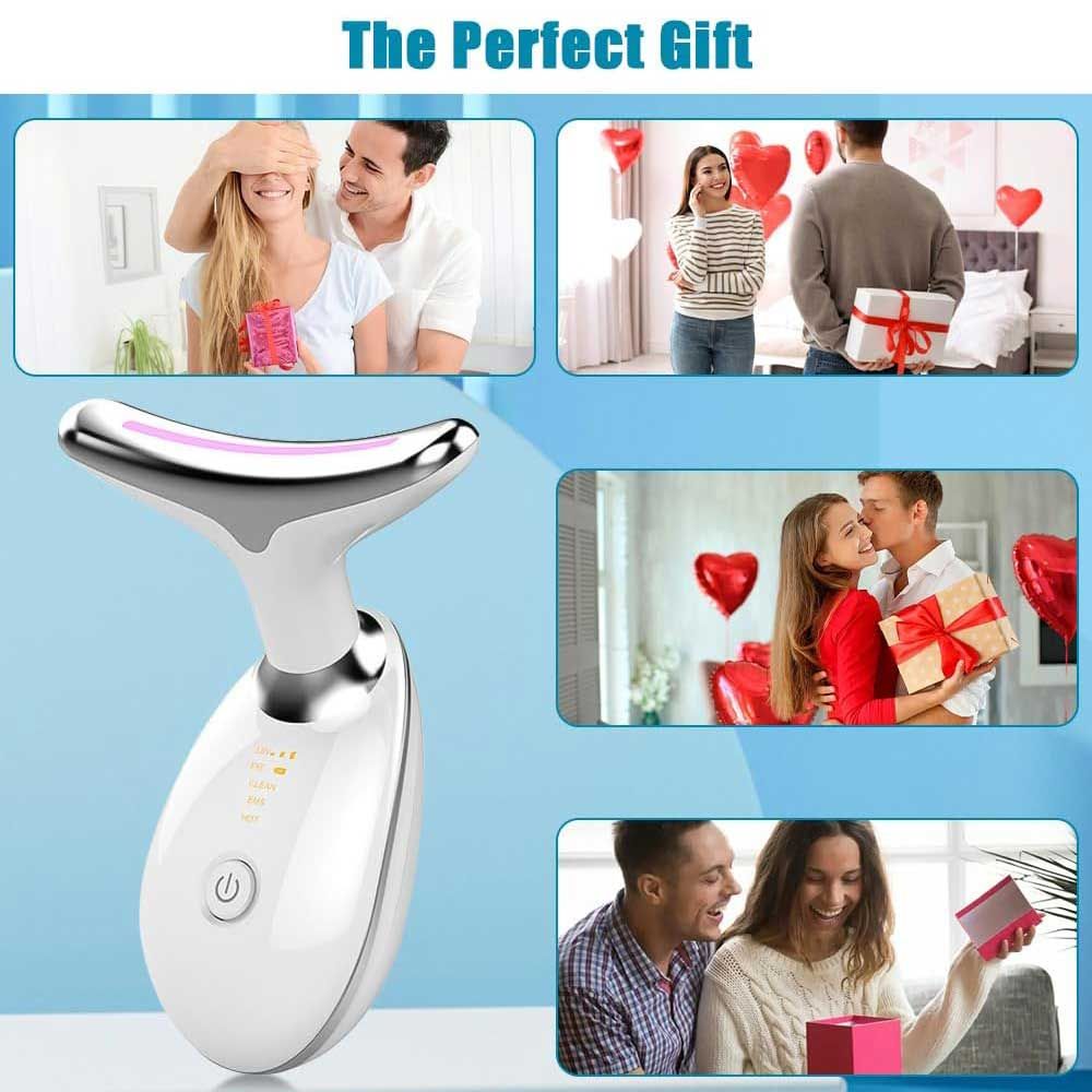 Neck Face Massager Face Sculpting Tool 3 Colour Modes and Vibration for Facial Massager for Double Chin - Red-Neck Face Massager Face Sculpting Tool 3 Colour Modes and Vibration for Facial Massager for Double Chin - Red