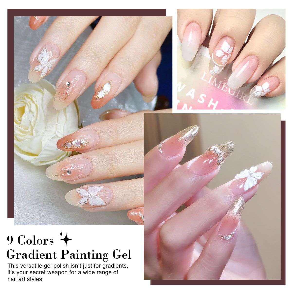 Limegirl Gradient Painting Gel, 9 Bright Colors Ombre GelNail Polish for Pigment Pat Nails Nails French ManicureSoak Off UV Set-Limegirl Gradient Painting Gel, 9 Bright Colors Ombre GelNail Polish for Pigment Pat Nails Nails French ManicureSoak Off UV Set