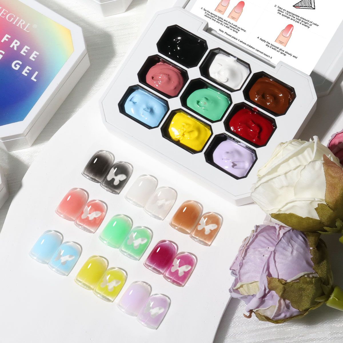 Limegirl Gradient Painting Gel, 9 Bright Colors Ombre GelNail Polish for Pigment Pat Nails Nails French ManicureSoak Off UV Set-Limegirl Gradient Painting Gel, 9 Bright Colors Ombre GelNail Polish for Pigment Pat Nails Nails French ManicureSoak Off UV Set