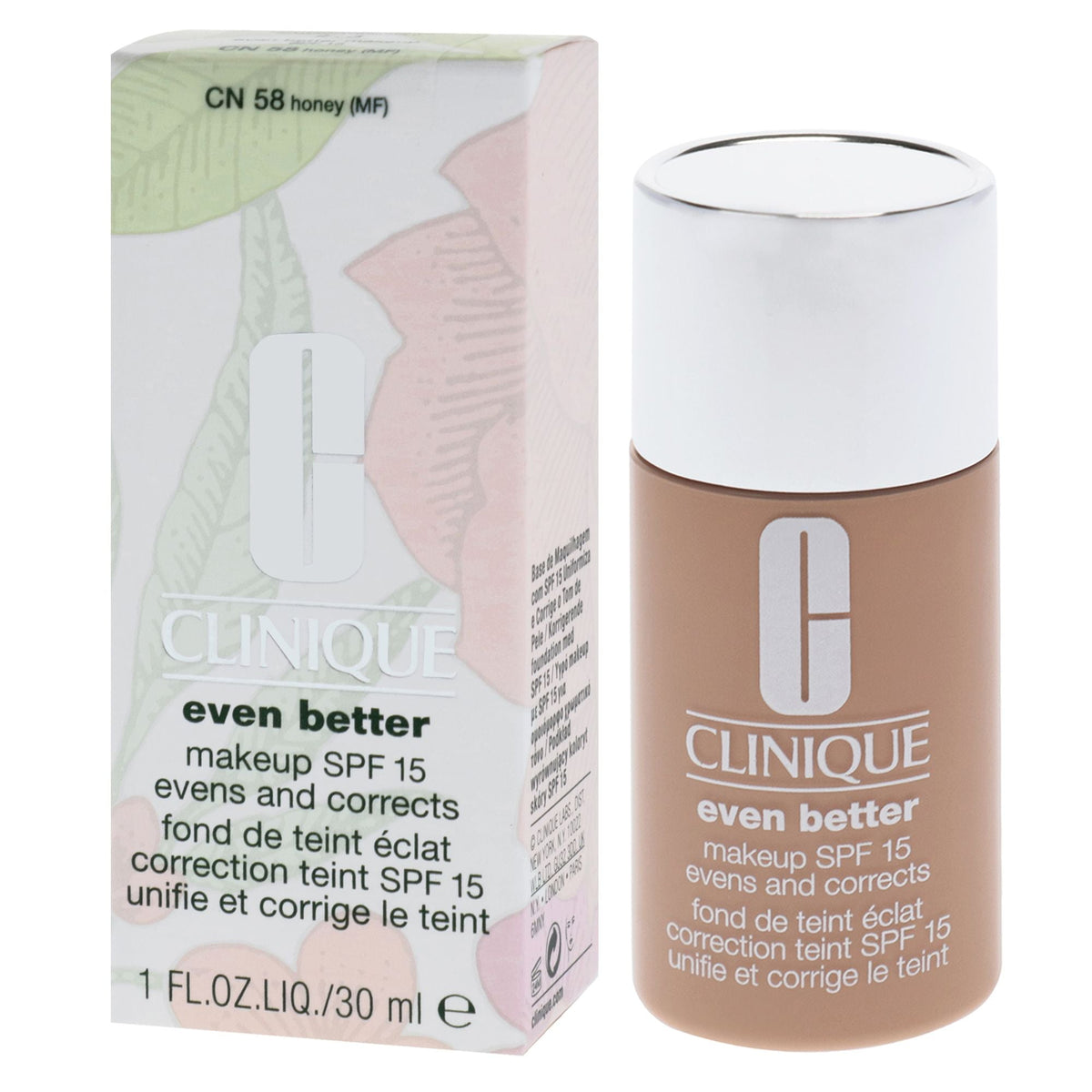 Even Better Makeup SPF 15 - CN 58 Honey (MF) - Dry To Combination Oily Skin by Clinique for Women - 1 oz Foundation-Even Better Makeup SPF 15 - CN 58 Honey (MF) - Dry To Combination Oily Skin by Clinique for Women - 1 oz Foundation