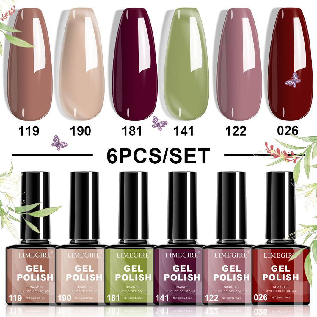 LIMEGIRL 6pcs Gel Polish Set 6 Vibrant Colors UV Gel NailPolish Red Blue Green Hema TMPTA TPO 3-free AllSeasons NailGel for Christmas Gift Women Girls-LIMEGIRL 6pcs Gel Polish Set 6 Vibrant Colors UV Gel NailPolish Red Blue Green Hema TMPTA TPO 3-free AllSeasons NailGel for Christmas Gift Women Girls