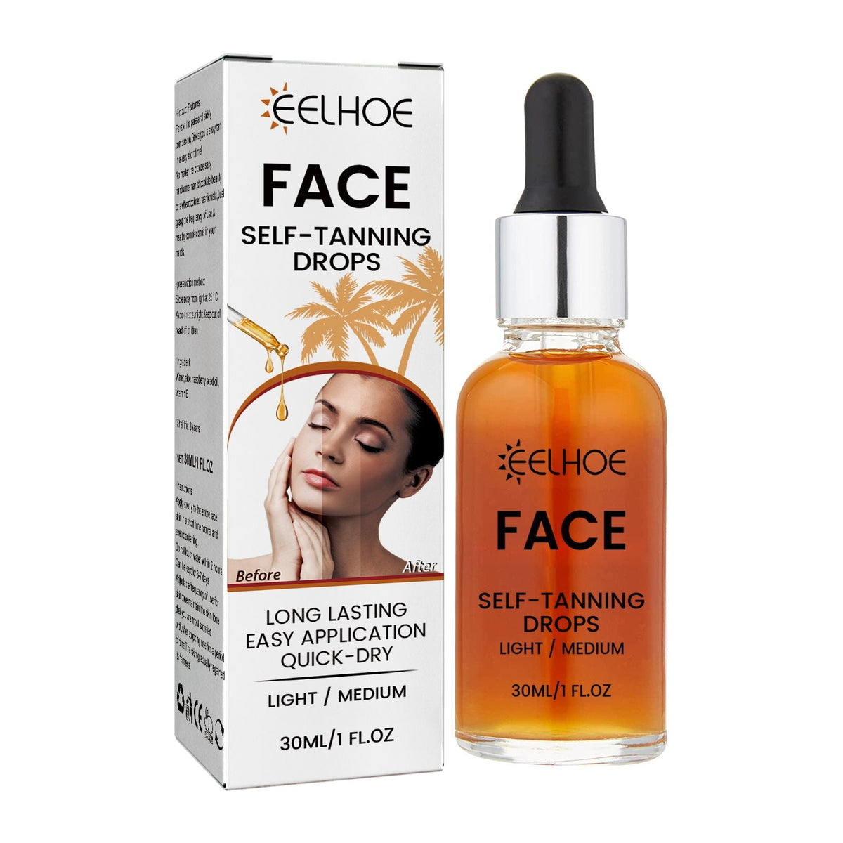 EELHOE Face Self-Tanning Drops, Natural Fashion Wheat Bronzer Moisturizing Skin Anti-Sunburn Solution-EELHOE Face Self-Tanning Drops, Natural Fashion Wheat Bronzer Moisturizing Skin Anti-Sunburn Solution