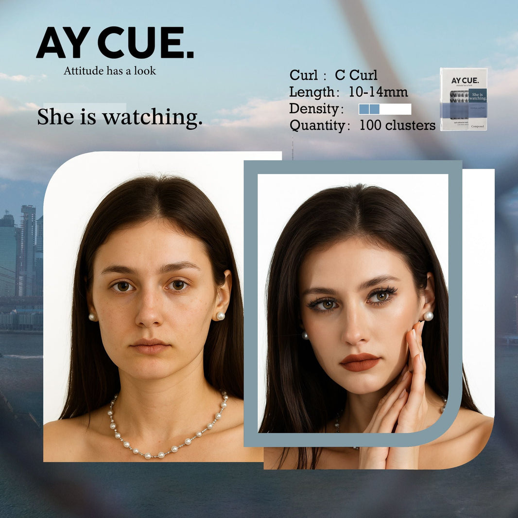 AYCUE #SHE IS WATCHING# Self-adhesive Lash Clusters C Curl 10-14mm 100 Clusters Glue-free Eyelashes Extensions for Natural Look Easy Application-AYCUE #SHE IS WATCHING# Self-adhesive Lash Clusters C Curl 10-14mm 100 Clusters Glue-free Eyelashes Extensions for Natural Look Easy Application