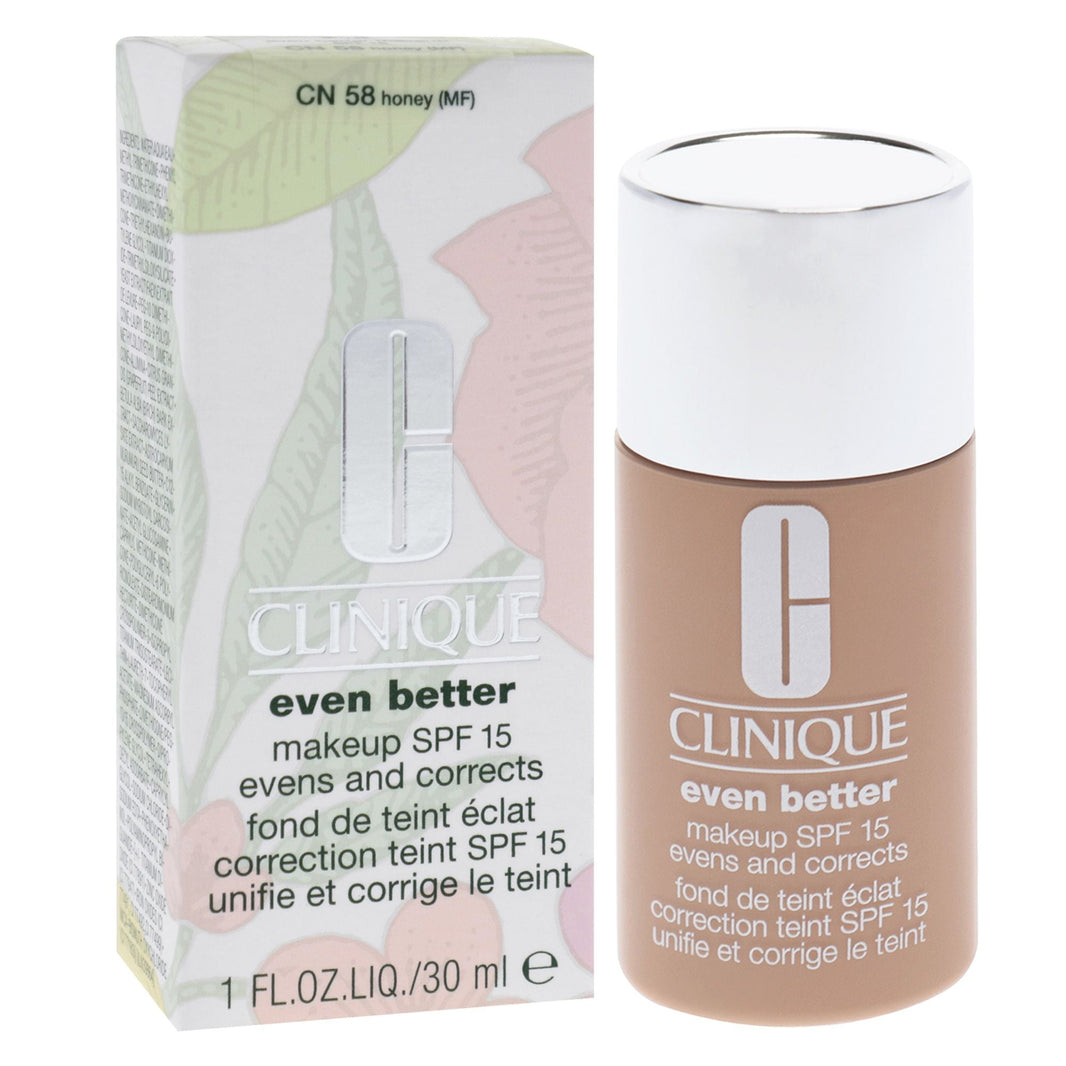 Even Better Makeup SPF 15 - CN 58 Honey (MF) - Dry To Combination Oily Skin by Clinique for Women - 1 oz Foundation-Even Better Makeup SPF 15 - CN 58 Honey (MF) - Dry To Combination Oily Skin by Clinique for Women - 1 oz Foundation