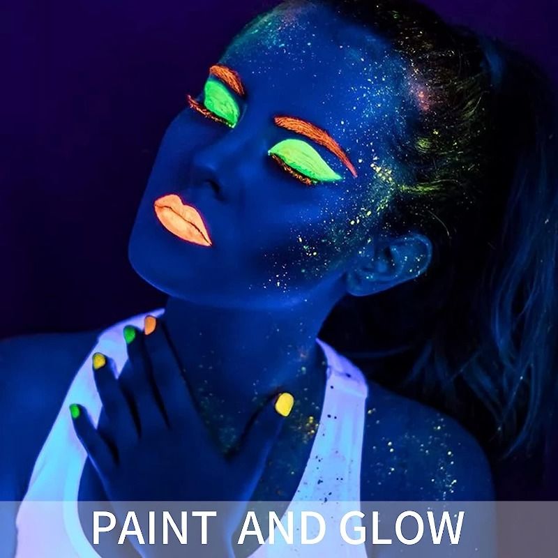 UV Glow Blacklight Face and Body Paint,0.48 oz, Set of 6 Tubes, 6 Colors Halloween Makeup-UV Glow Blacklight Face and Body Paint,0.48 oz, Set of 6 Tubes, 6 Colors Halloween Makeup