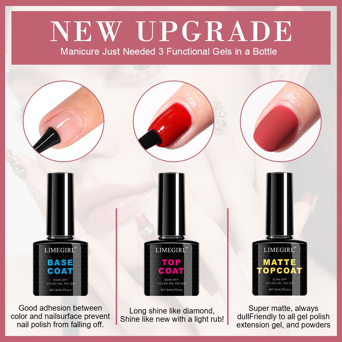 LIMEGIRL Gel Nail Polish Set 6 Color Set with UV Nail Light and Nail Tools, Soaking Nail Set, for Beginners DIY Nail Set-LIMEGIRL Gel Nail Polish Set 6 Color Set with UV Nail Light and Nail Tools, Soaking Nail Set, for Beginners DIY Nail Set