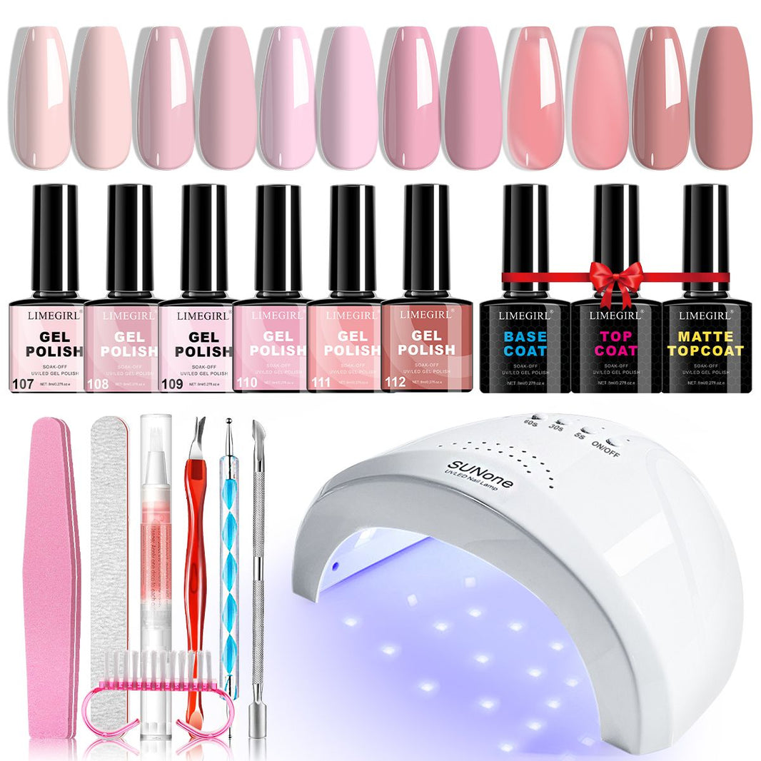 LIMEGIRL Gel Nail Polish Set 6 Color Set with UV Nail Light and Nail Tools, Soaking Nail Set, for Beginners DIY Nail Set-LIMEGIRL Gel Nail Polish Set 6 Color Set with UV Nail Light and Nail Tools, Soaking Nail Set, for Beginners DIY Nail Set