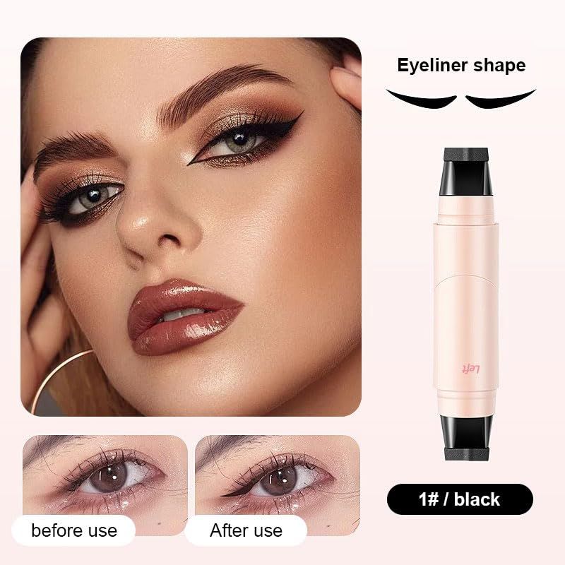 Winged Eyeliner Stamp Pen Dual Head Rotating Design, Quick-Dry, Long-Lasting, Smudge-Proof for Easy Cat Eye (1#/Black)-Winged Eyeliner Stamp Pen Dual Head Rotating Design, Quick-Dry, Long-Lasting, Smudge-Proof for Easy Cat Eye (1#/Black)