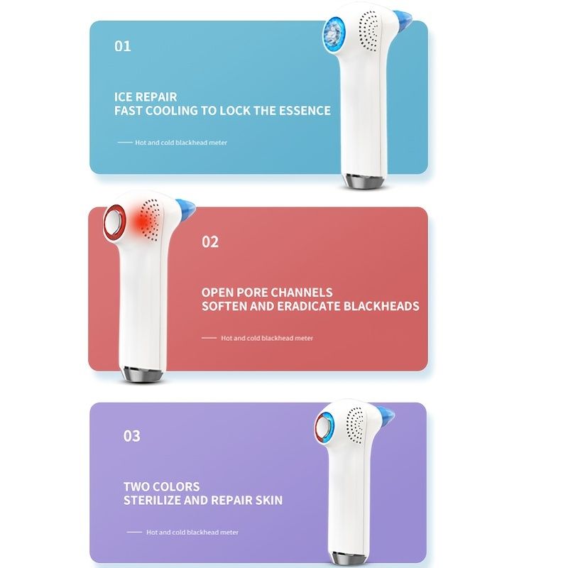 1pc Blackhead Remover Pore Vacuum Hot & Cold Compress; Blackhead Remover Pore Vacuum; Upgraded Facial Pore Cleaner-1pc Blackhead Remover Pore Vacuum Hot & Cold Compress; Blackhead Remover Pore Vacuum; Upgraded Facial Pore Cleaner